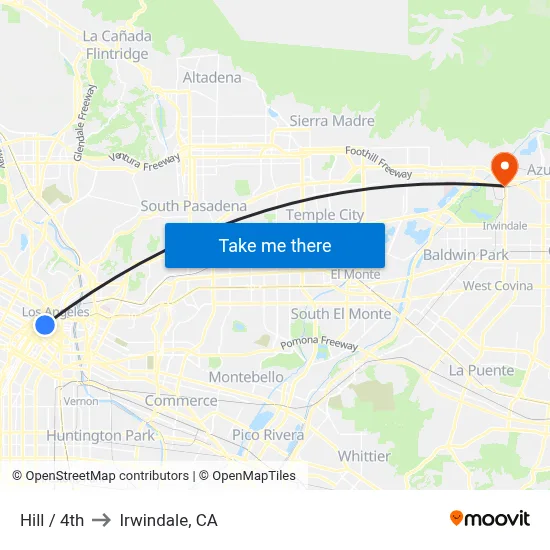 Hill / 4th to Irwindale, CA map