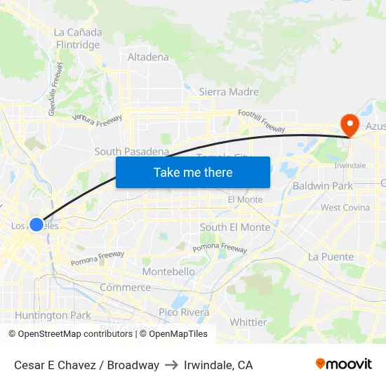 Cesar E Chavez / Broadway to Irwindale, CA map