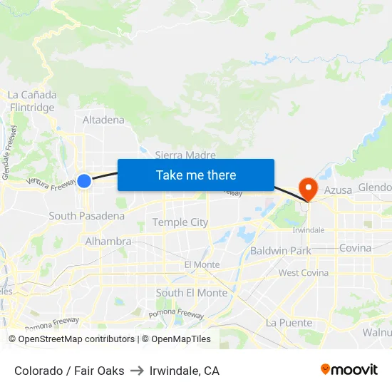 Colorado / Fair Oaks to Irwindale, CA map