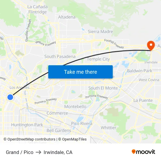 Grand / Pico to Irwindale, CA map