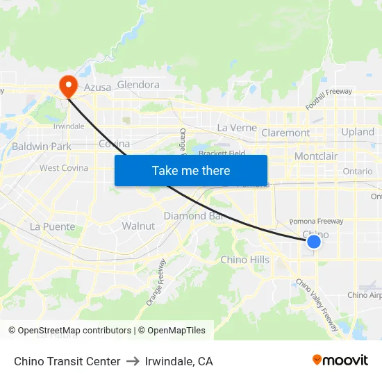 Chino Transit Center to Irwindale, CA map