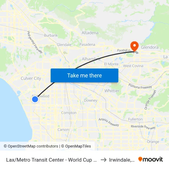 Lax/Metro Transit Center - World Cup Service to Irwindale, CA map