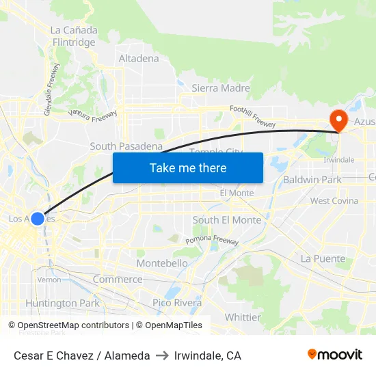 Cesar E Chavez / Alameda to Irwindale, CA map