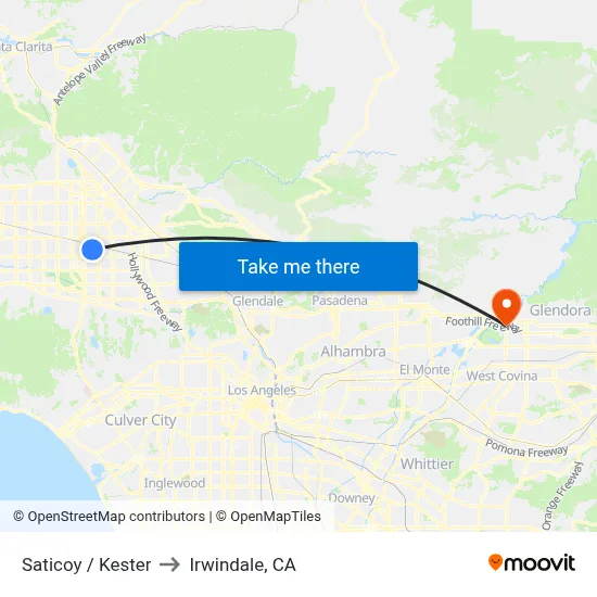 Saticoy / Kester to Irwindale, CA map