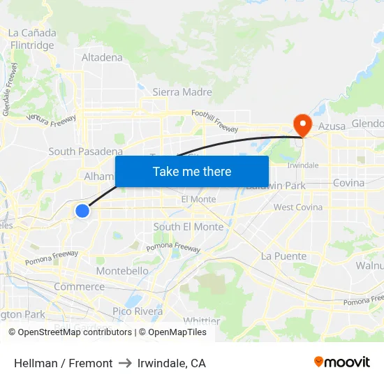 Hellman / Fremont to Irwindale, CA map