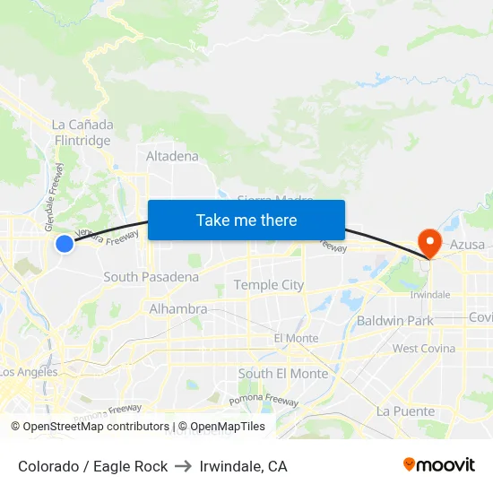 Colorado / Eagle Rock to Irwindale, CA map