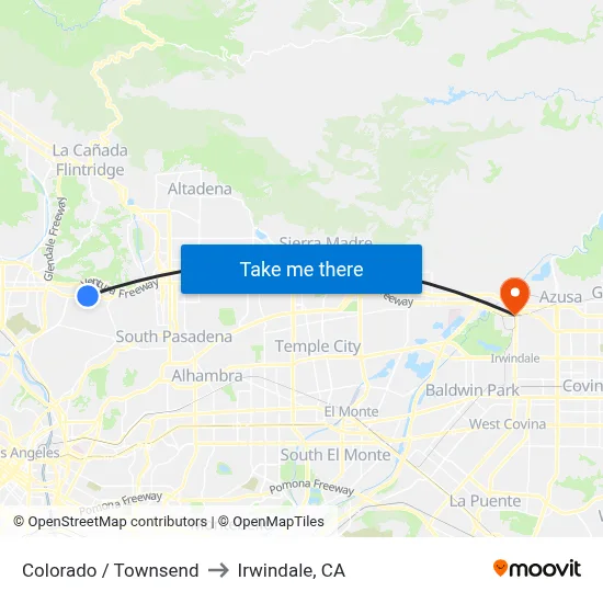 Colorado / Townsend to Irwindale, CA map