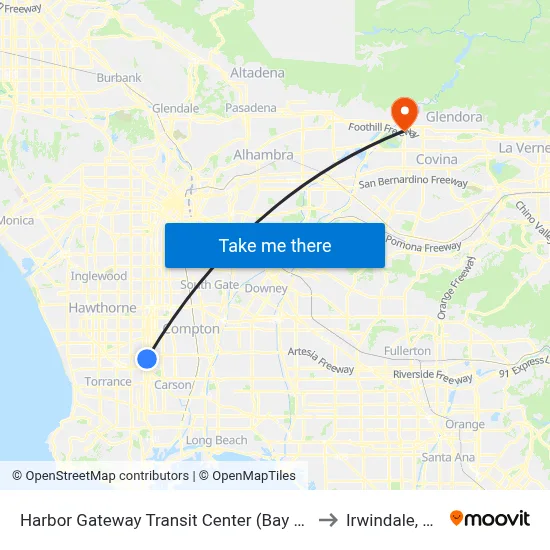 Harbor Gateway Transit Center (Bay 11) to Irwindale, CA map