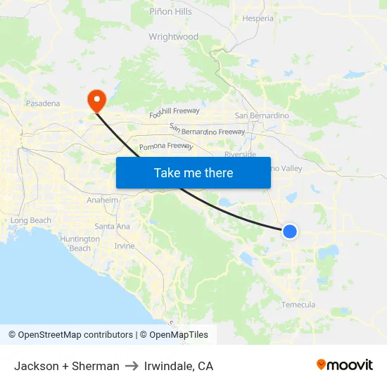 Jackson + Sherman to Irwindale, CA map