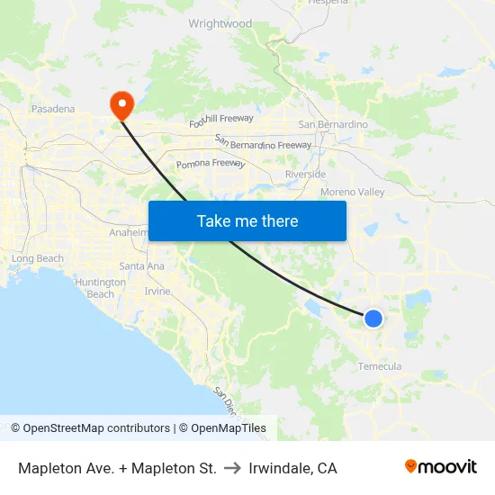 Mapleton Ave. + Mapleton St. to Irwindale, CA map