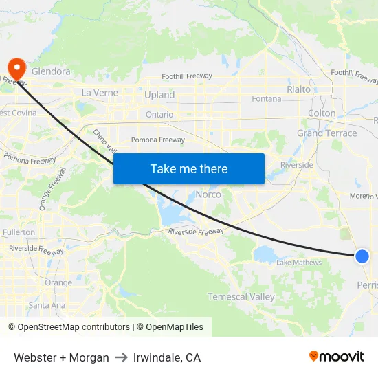 Webster + Morgan to Irwindale, CA map