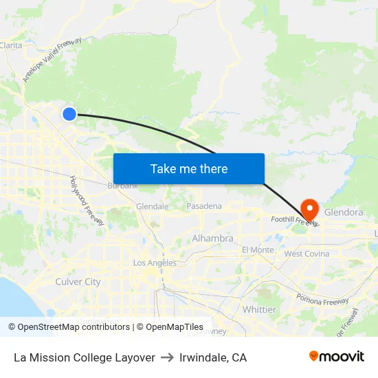 La Mission College Layover to Irwindale, CA map