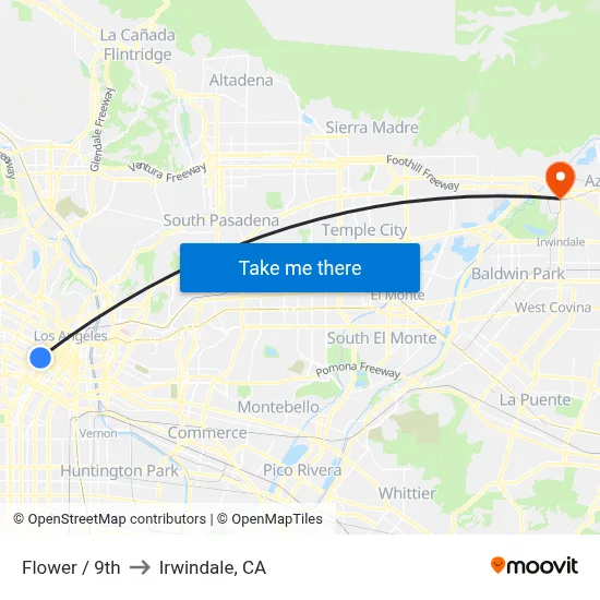 Flower / 9th to Irwindale, CA map