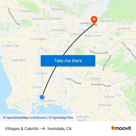Villages & Cabrillo to Irwindale, CA map