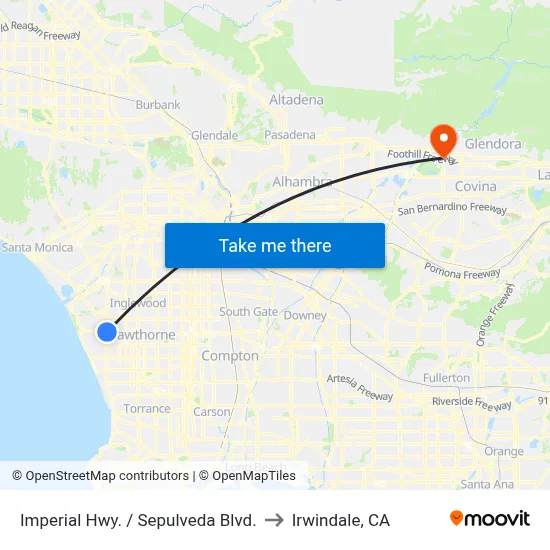 Imperial Hwy. / Sepulveda Blvd. to Irwindale, CA map