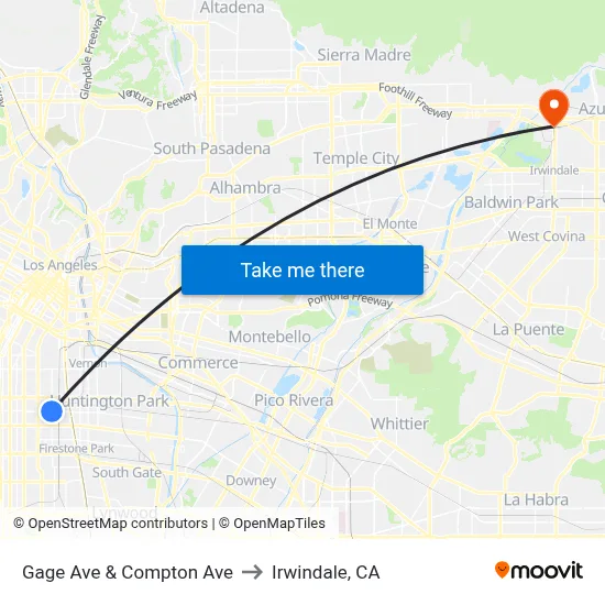 Gage Ave & Compton Ave to Irwindale, CA map