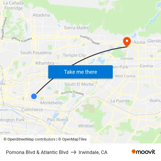 Pomona Blvd & Atlantic Blvd to Irwindale, CA map