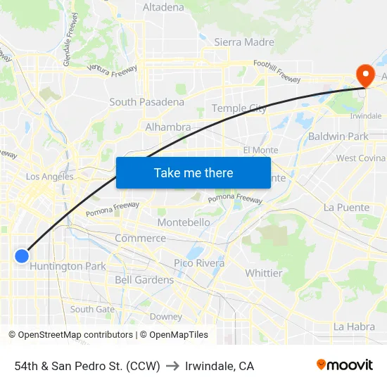 54th & San Pedro St. (CCW) to Irwindale, CA map