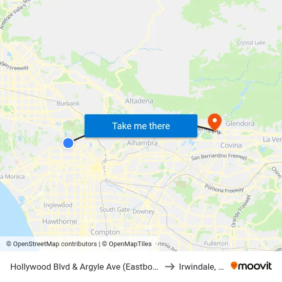 Hollywood Blvd & Argyle Ave (Eastbound) to Irwindale, CA map