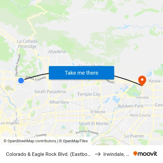 Colorado & Eagle Rock Blvd. (Eastbound) to Irwindale, CA map