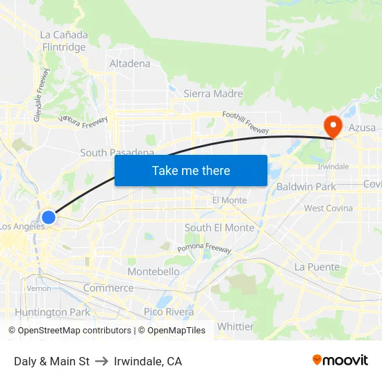 Daly & Main St to Irwindale, CA map