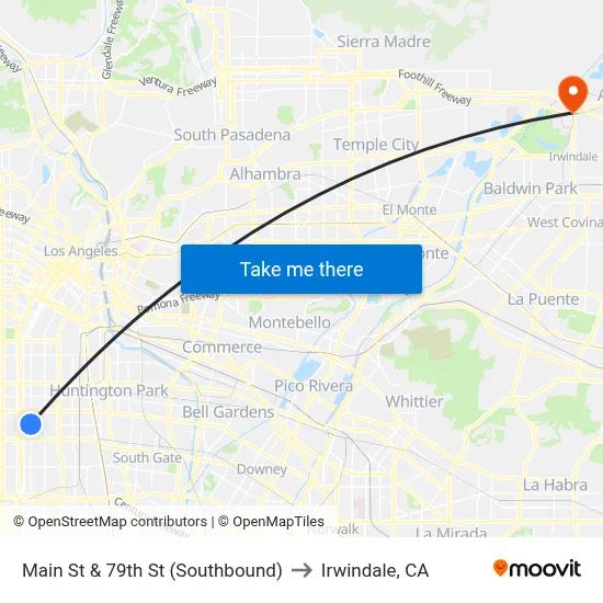 Main St & 79th St (Southbound) to Irwindale, CA map