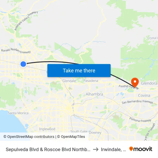 Sepulveda Blvd & Roscoe Blvd Northbound to Irwindale, CA map