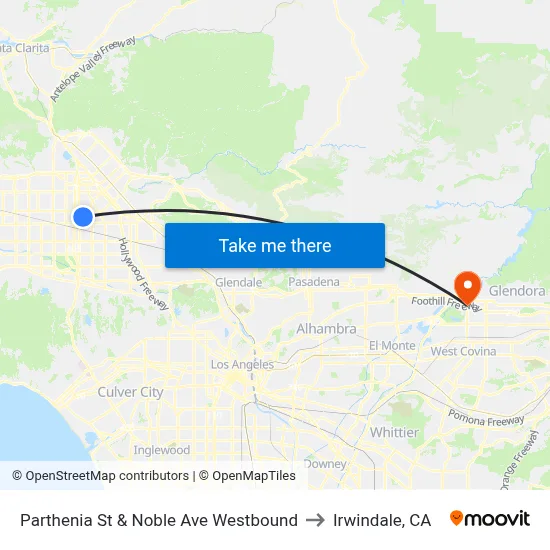 Parthenia St & Noble Ave Westbound to Irwindale, CA map