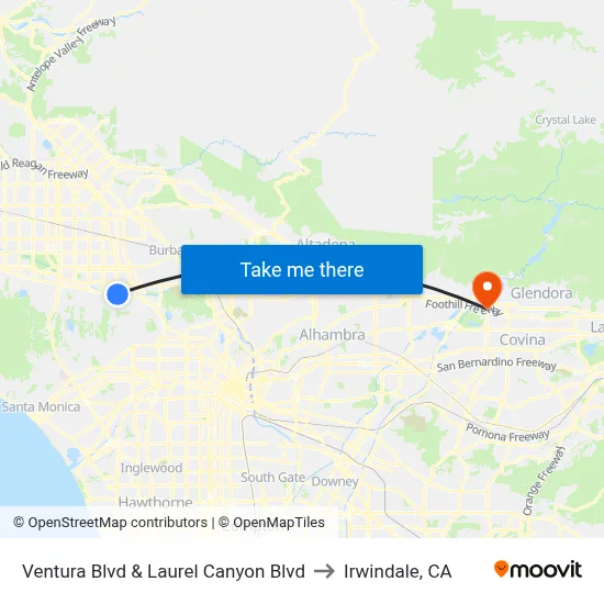 Ventura Blvd & Laurel Canyon Blvd to Irwindale, CA map