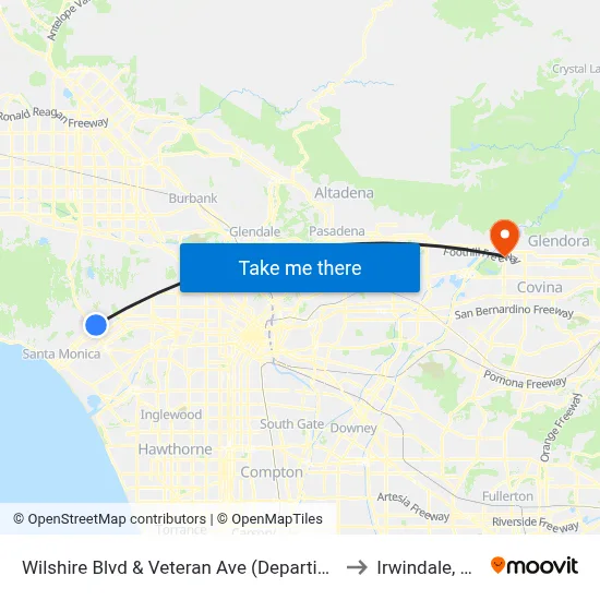 Wilshire Blvd & Veteran Ave (Departing) to Irwindale, CA map