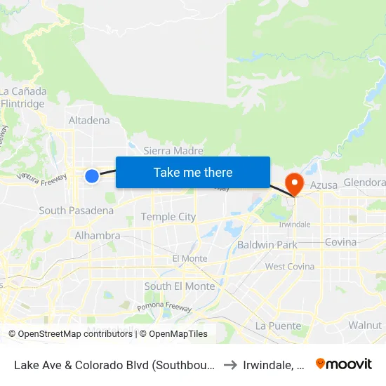 Lake Ave & Colorado Blvd (Southbound) to Irwindale, CA map