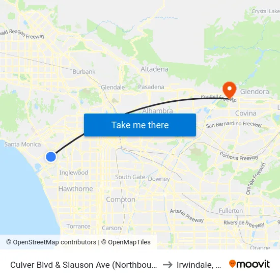 Culver Blvd & Slauson Ave (Northbound) to Irwindale, CA map