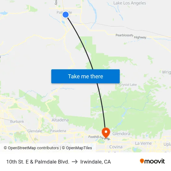 10th St. E & Palmdale Blvd. to Irwindale, CA map