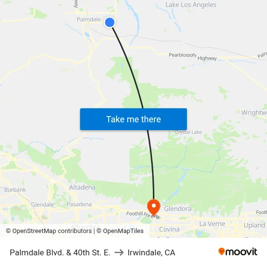 Palmdale Blvd. & 40th St. E. to Irwindale, CA map