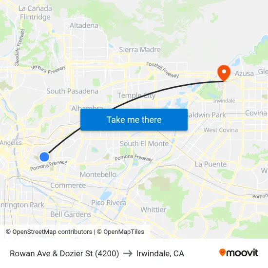 Rowan Ave & Dozier St (4200) to Irwindale, CA map
