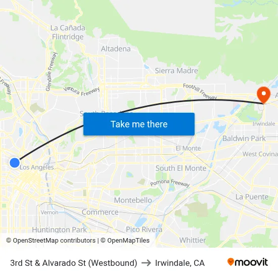 3rd St & Alvarado St (Westbound) to Irwindale, CA map