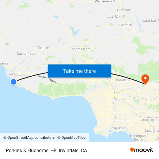 Perkins & Hueneme to Irwindale, CA map