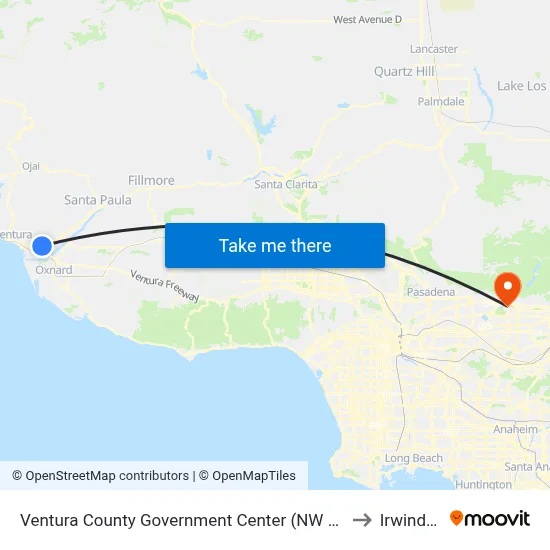 Ventura County Government Center (NW Victoria Ave/Telephone Rd) to Irwindale, CA map