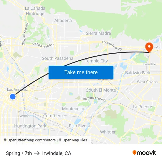 Spring / 7th to Irwindale, CA map