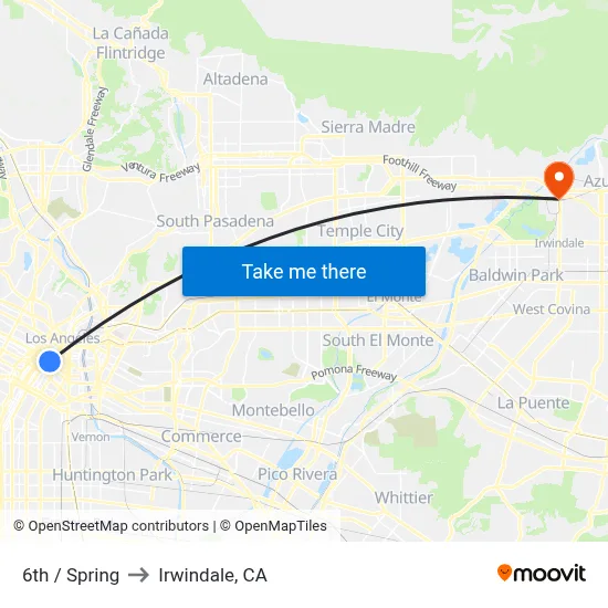 6th / Spring to Irwindale, CA map