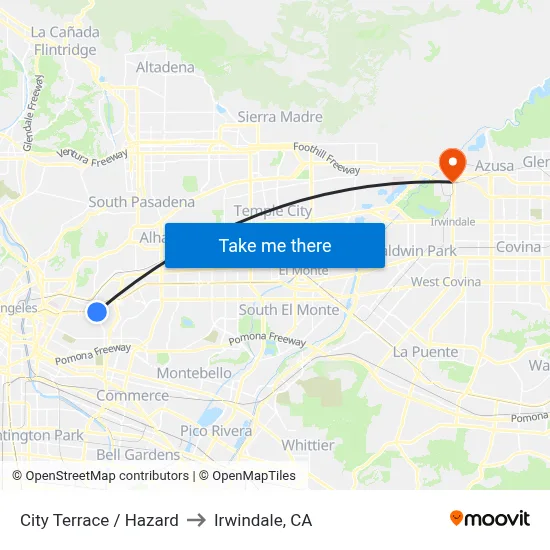 City Terrace / Hazard to Irwindale, CA map