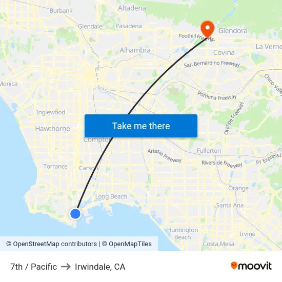 7th / Pacific to Irwindale, CA map
