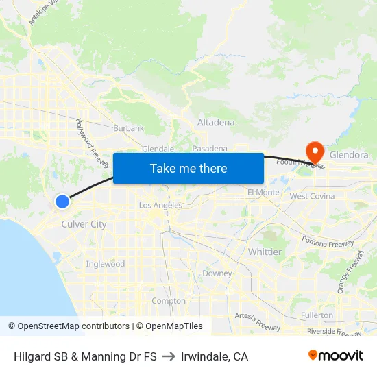 Hilgard SB & Manning Dr FS to Irwindale, CA map