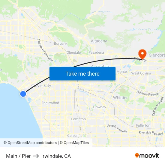 Main / Pier to Irwindale, CA map