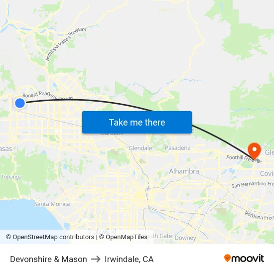 Devonshire & Mason to Irwindale, CA map