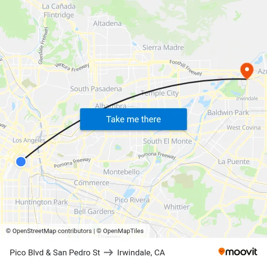 Pico Blvd & San Pedro St to Irwindale, CA map