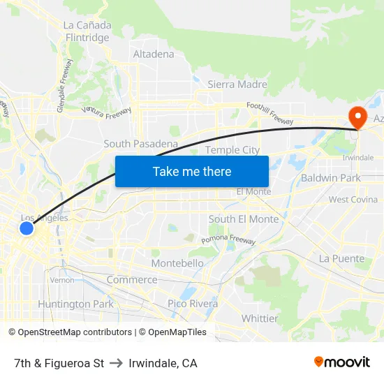 7th & Figueroa St to Irwindale, CA map