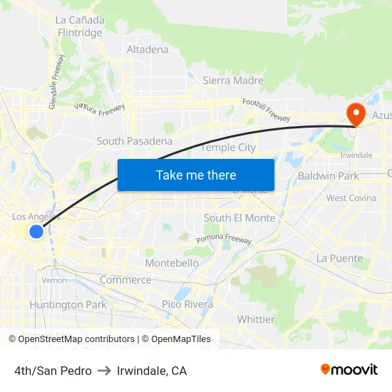 4th/San Pedro to Irwindale, CA map
