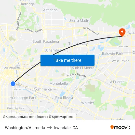 Washington/Alameda to Irwindale, CA map