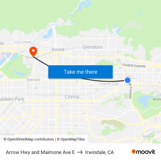 Arrow Hwy and Maimone Ave E to Irwindale, CA map